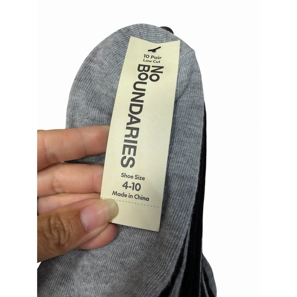 NOBO no boundaries womens 10 pack grey black low cut ankle socks size 4-10